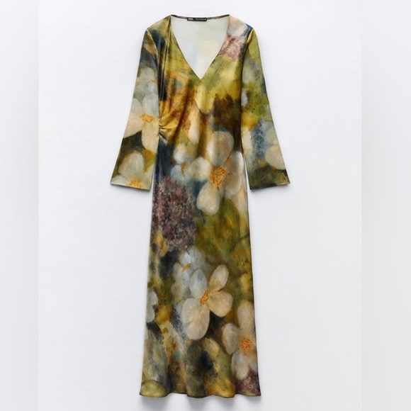 Zara Floral Maxi Dress - Green and Cream - Picture 2 of 13